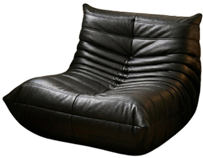 엘반홈 토고소파 1인용 애벌레소파 45D 고밀도폼 거실용 빈백 스크래치방지 PU가죽, 블랙