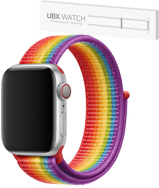 애플워치 호환 스포츠 루프 나일론 스트랩, 07. 레인보우, 1개