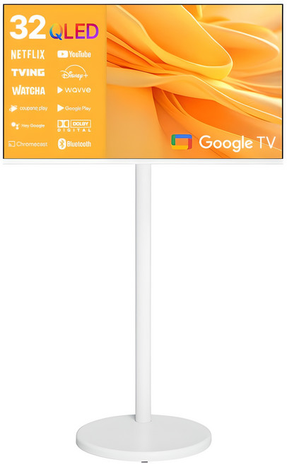 와이드뷰 FHD QLED 화이트에디션 스마트 TV + 삼탠바이미 V1 이동식 거치대 세트, 81cm(32인치), GTWV320FHDQ11(TV),  EKWBYME38 V1(거치대), 이동형 스탠드, 고객직접설치