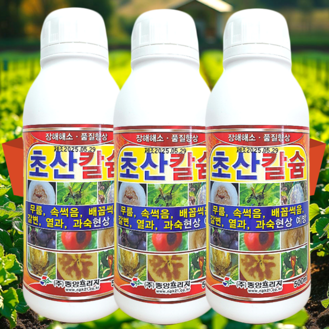 초산칼슘 김장배추 칼슘 비료 억제 결구 도움 액비 자두 나무 매실 복숭아 사과 과수 칼슘제 도장지 억제 초산칼슘, 500ml, 3개