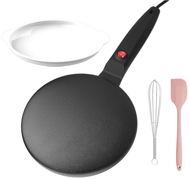 크레이프팬 크레페기계 전기 크레페 메이커 아침 피자 팬케이크 베이킹 케이크 논스틱 중국 용수철 롤 요리 도구 3)Black AU, 3)블랙 AU