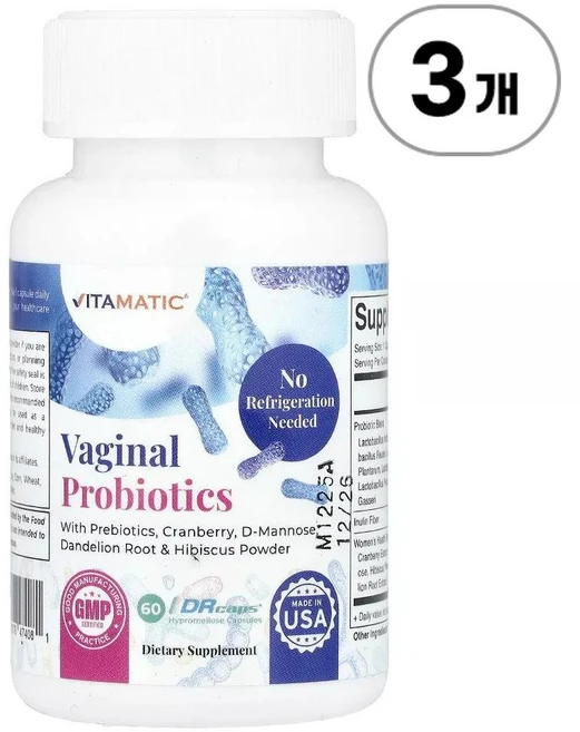 비타매틱 여성용 질유산균 프로바이오틱스 Vitamatic Vaginal Probiotics 60정, 3개 - 쿠팡