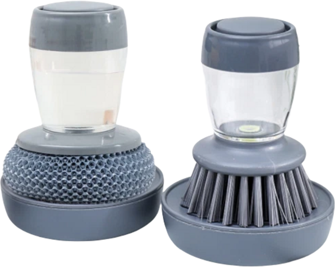 Mirsh 세제일체형 수세미 세척솔, 2개, 그레이+그레이