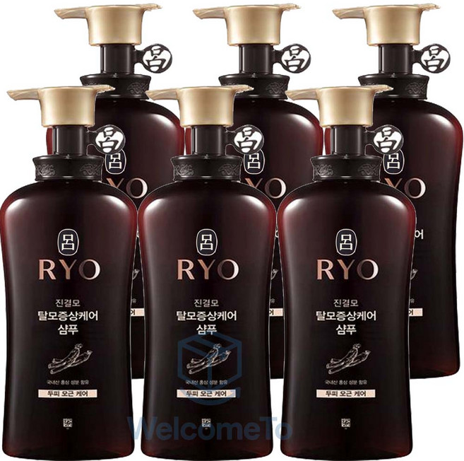 려 진결모 탈모증상케어 샴푸 490ml / 홍삼성분함유, 6개