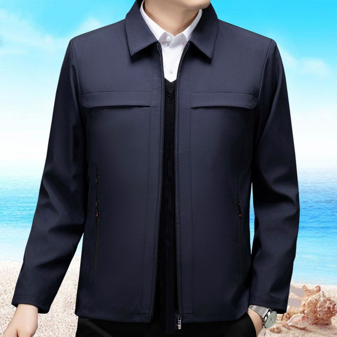 중장년 남성 빅사이즈 집업 점퍼 봄가을 간절기 스판 아빠룩 비즈니스 데일리 재킷 터틀넥 루즈핏 아우터 바람막이 코트 상의