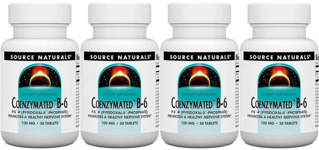 Source Naturals 소스내추럴스 코엔자이메이티드 B6 100mg 테블릿, 30정, 4개 - 쿠팡