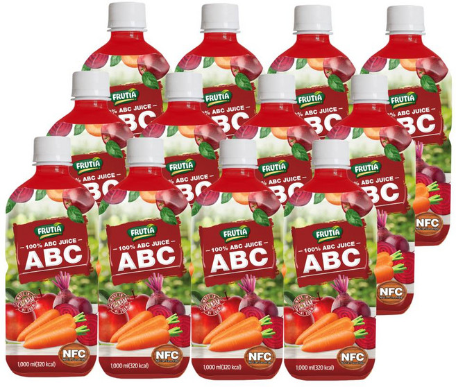 프루티아 NFC 착즙 100% ABC 주스 사과 비트 당근, 1L, 12개