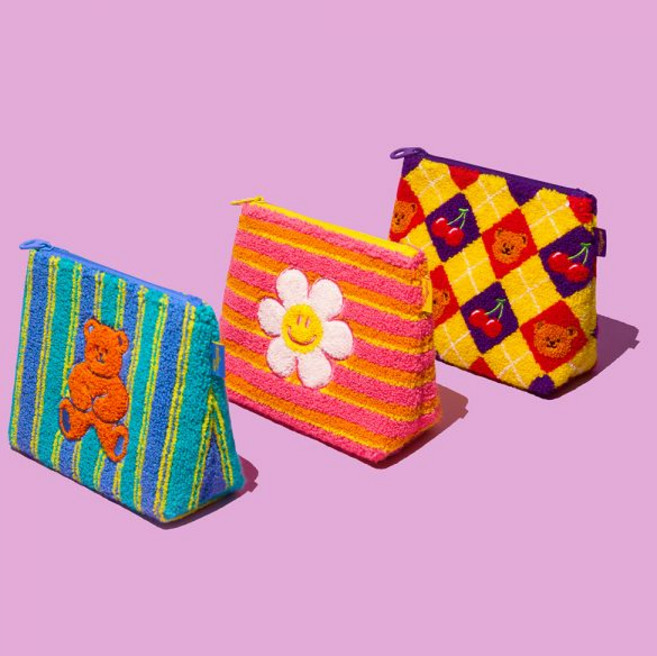 위글위글 화장품 미니 이너백 플리스 파우치 택1, Smile We Love