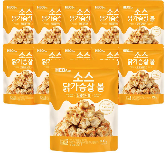 허닭 소스 닭가슴살볼 100g 달콤갈릭맛, 10개
