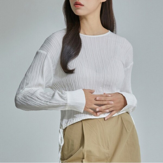 [미쏘(비노출)] [미쏘] 조직감소재 크롭 블라우스 (MIWBLC911C-T)