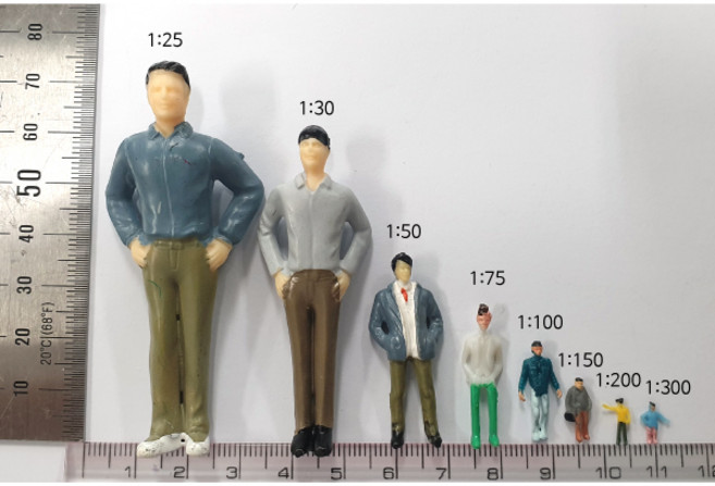 컬러 인체 사람 모형 8종/건축모형 디오라마 조경재료, 1. 컬러 인체 모형-1대25-3개입/H-1