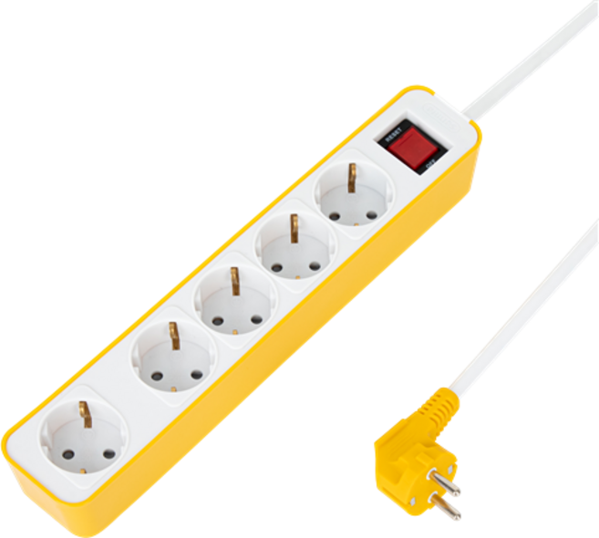 필립스 디자인컬러탭 4000W 고용량멀티탭 과부하차단 5구 2M, 옐로우 5구, 1개