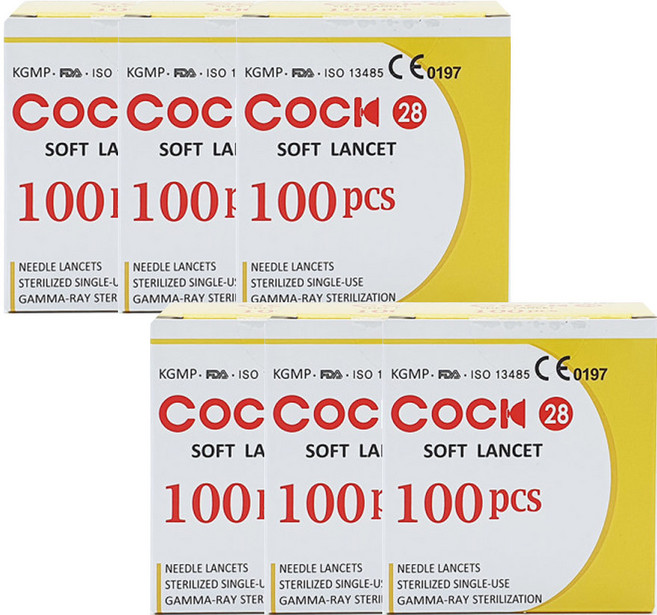 cock 콕 소프트 란셋 28G 아큐첵 소프트클릭스 호환 채혈침, 6개, 100개입