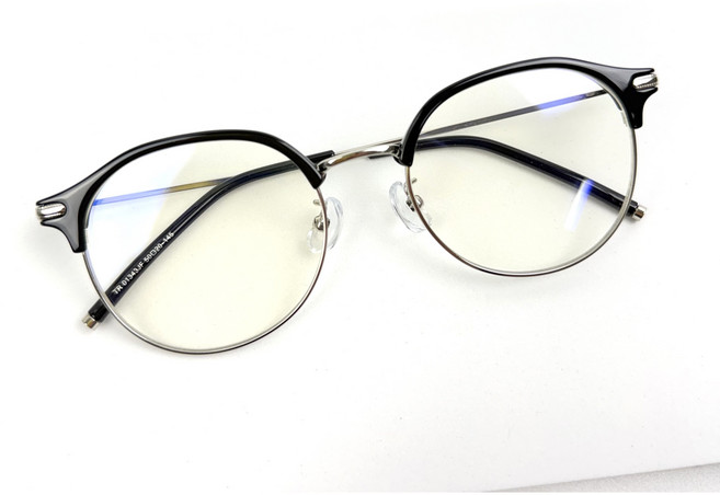 남자 여자 블루라이트 차단 안경 하금테 긱시크 반무테 라운드 메탈 가벼운