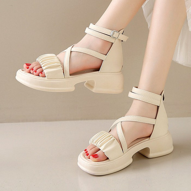 Modern Fashion 여성 발편한 하이탑 샌들 스트랩 웨지힐 X138