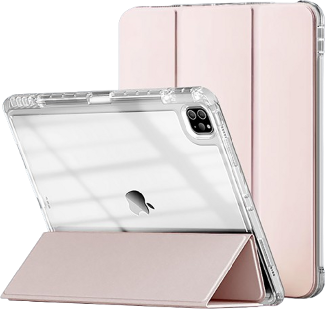 모할랩 아이패드 아크릴 하드 클리어 애플펜슬 수납홀더 케이스, 핑크