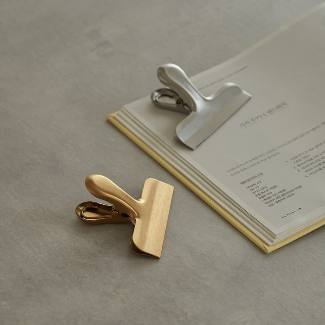 메탈 바인더클립 북클립 골드 실버 집게 (이니셜 로고 각인 가능), 각인O