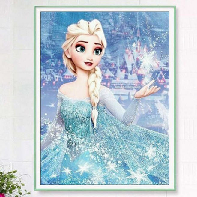 happy shopping겨울왕국 엘사 보석십자수 DIY 애니메이션 비즈 핸드메이드, 30X40cm, 1개