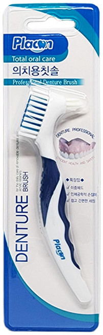 플라콘 의치용칫솔 1개 틀니칫솔 세척 양면 틀관리, 1개입