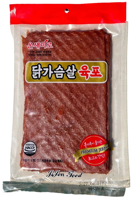 온새미로 국내산 닭가슴살 육포 고단백 저칼로리, 1개, 500g