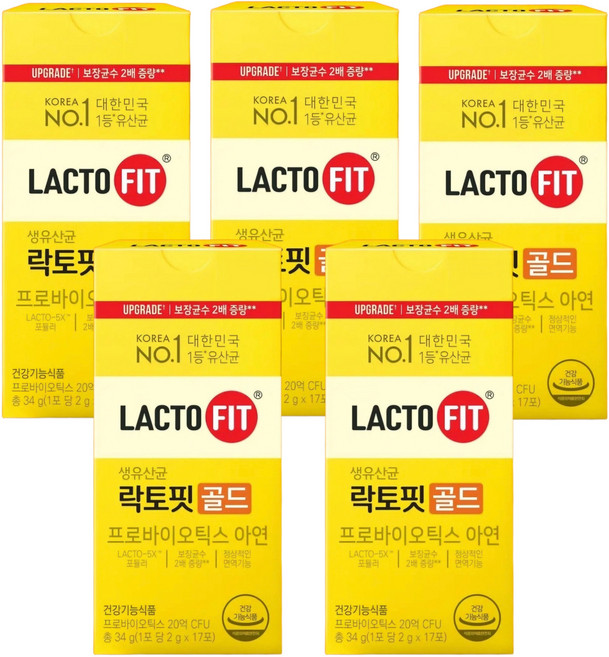 락토핏 골드 프로바이오틱스 유산균 아연 스틱 2g 85포, 5박스