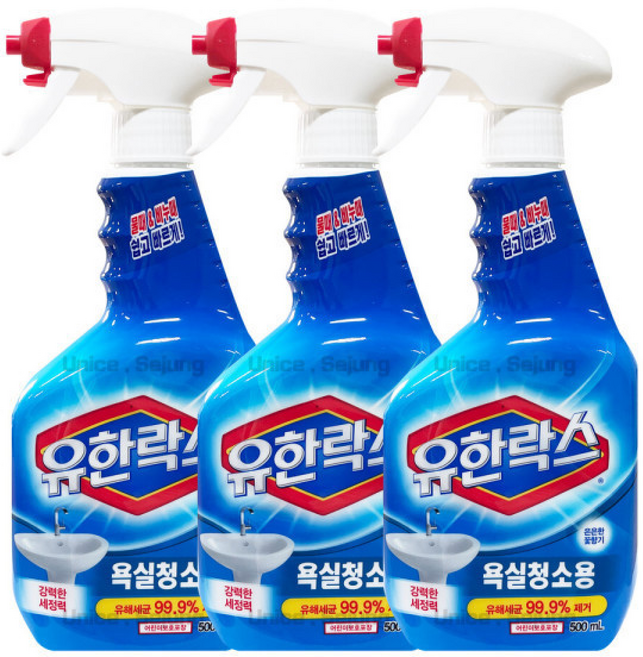 유한락스 욕실청소용 / 세면대 변기 물때 비누때 제거, 3개, 500ml