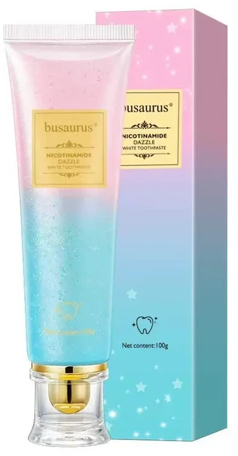 미국 Busaurus 나이아신아마이드 미백 치약 누렁니 제거 구취 제거 화이트닝 입냄새 얼룩제거+랜덤 증정, 1개, 100g - 쿠팡