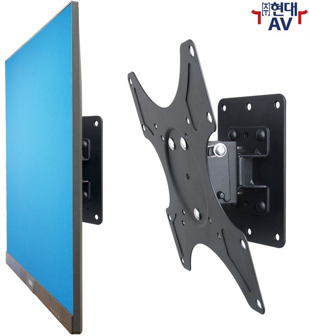 현대AV ND-2900 중대형 TV 벽걸이 브라켓 55인치/25kg/VESA 200x200mm 이내 설치 VESA 확장 지원 상하 각도 및 좌우 회전 조절 한글 설치안내서, ND-2900 (블랙 색상), 1개