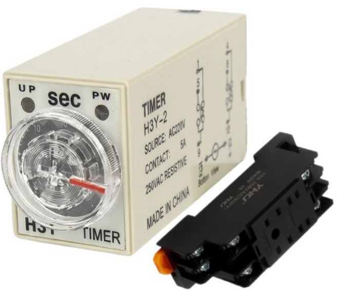 超能玩工 H3Y-2 時間繼電器 8腳二開二閉 含底座 TIMER, 1個, DC24V,0-10分