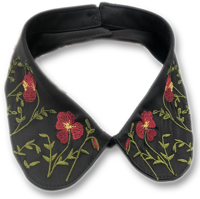 하이유니 [한끗감성] 레트로 플라워 자수 라운드 페이크 넥 카라