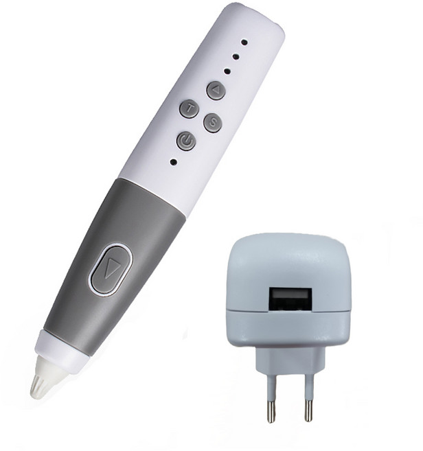 유무선 저온 3D펜 PCL 1.75mm 필라멘트 사용 (LP06+아답터) 도안 필라멘트 증정, 흰색