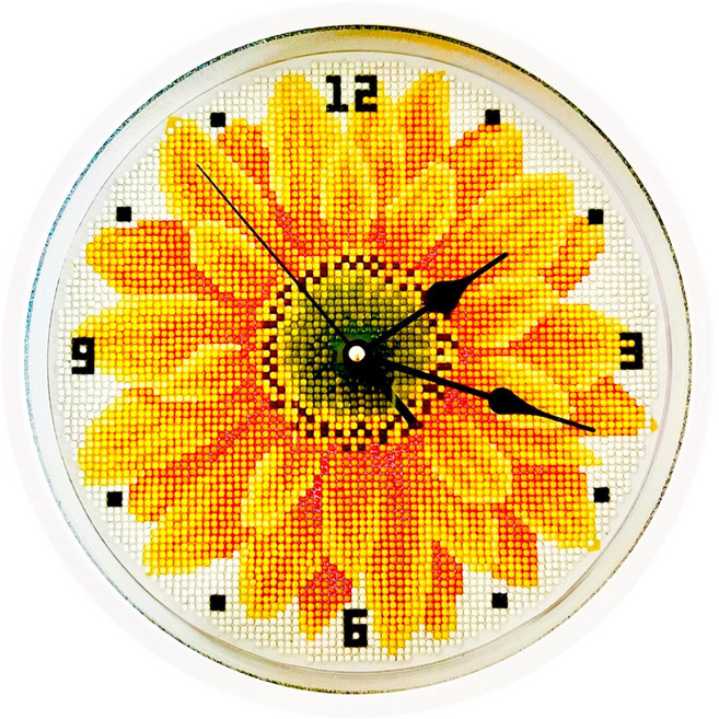 비바셀 보석십자수 해바라기 벽시계 DIY세트, 1개