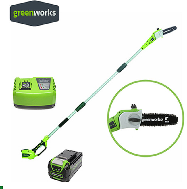 그린웍스 고지톱 40V 전동 장대톱 충전식 전지톱 충전 전정톱 삼단톱 높은나무 가지치기톱, 배터리1개세트, 1개