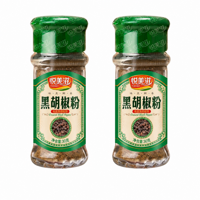 동화마켓 유에멕스 그라운드 블랙페퍼 순후추통 유리병, 2개, 30g