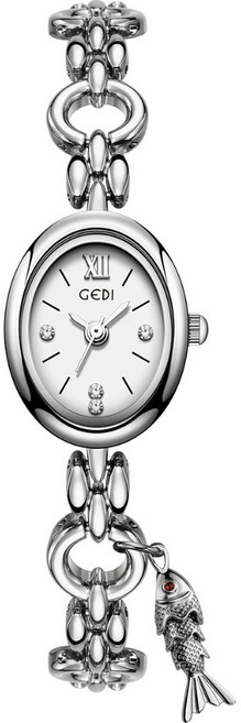 타원형 여성 쿼츠 시계 메탈 스트랩