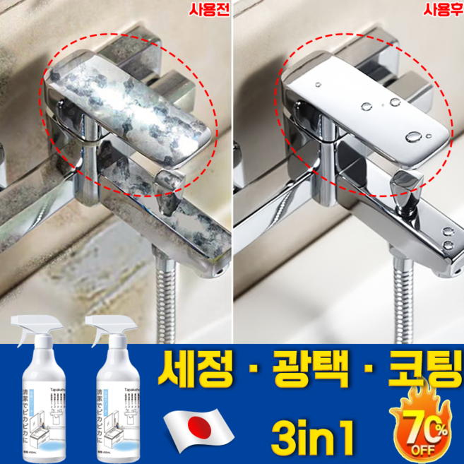 [한병해결!] 리빙코트 다목적코팅제 셀프 가구코팅 아일랜드식탁 코팅 욕실 주방 관리 세면대 싱크대 물때제거제 나노클린 TENFOC, 2개, 450ml