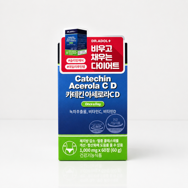 (정품)닥터아돌 카테킨아세로라CD 체지방감소 혈중 콜레스트롤개선 카세킨함유 1000mg*, 1개, 60정
