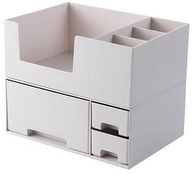 抽屜式化妝品收納盒, 白色, 1個