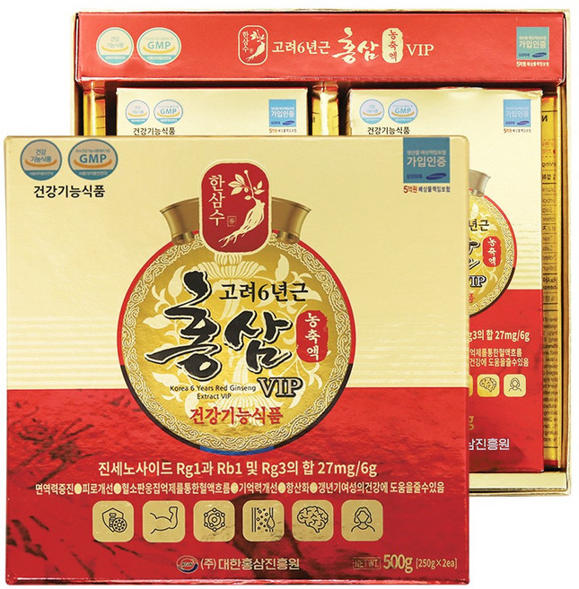 한삼수 고려6년근 홍삼농축액VIP 프리미엄 진액 250g 2병, 2개