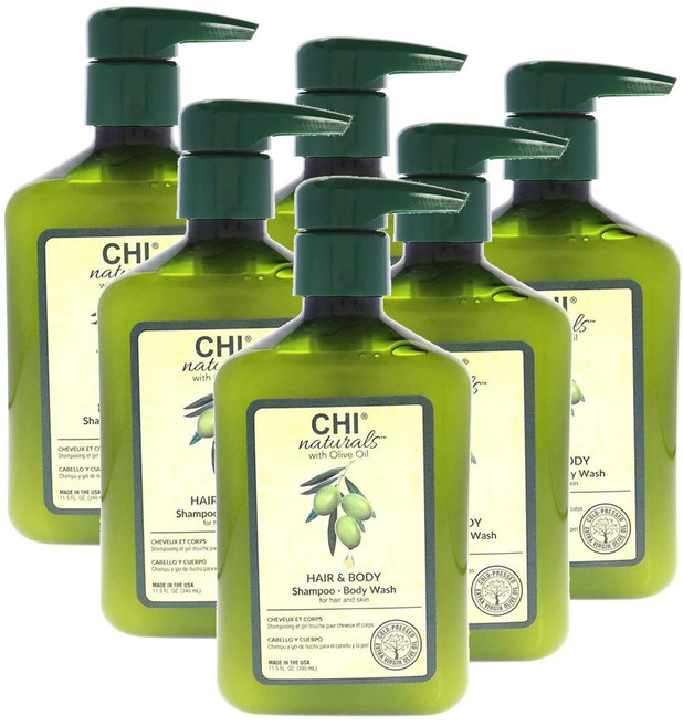 치 내추럴 올리브오일 샴푸 바디워시 CHI Naturals Olive Oil Shampoo BodyWash, 6개, 340ml