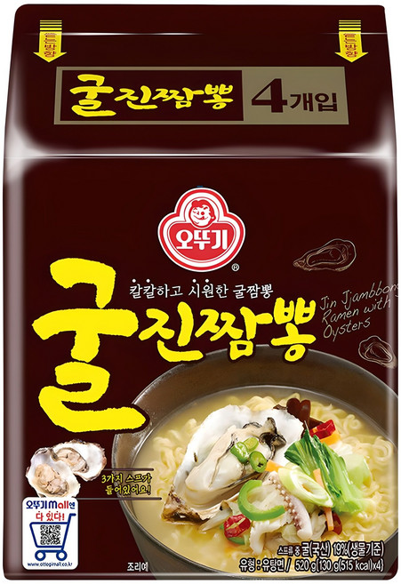 오뚜기 굴진짬뽕 라면 130g, 4개