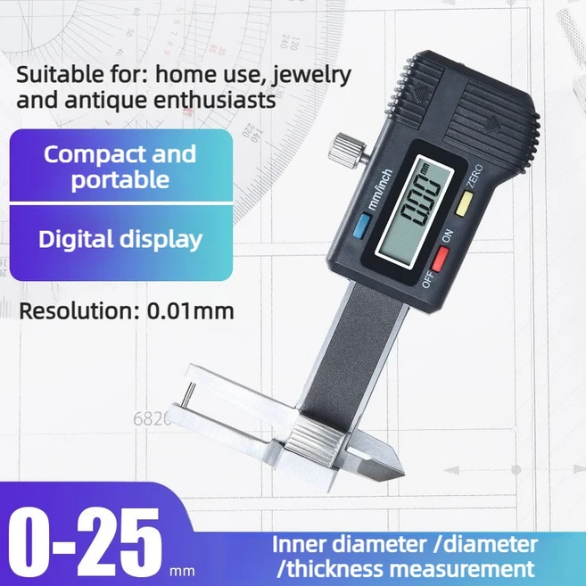 [누리공구]디지털 전자 캘리퍼스 미니 0-25mm 쥬얼리 버니어 휴대용 고정밀 측정자 다기능, 01 Jewelry Caliper