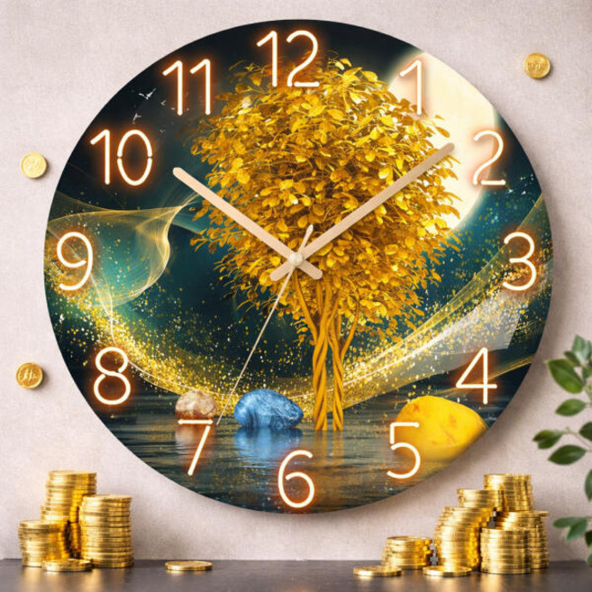 아트박스/예은 재물운황금돈나무 인테리어 아날로그 무소음 벽시계