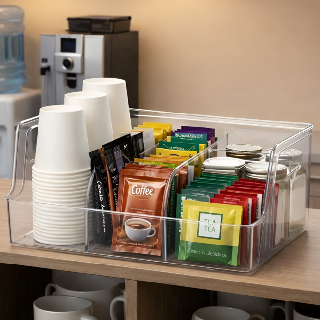 우키오브젝트 탕비실 정리함 보관 수납함, 1개, 투명