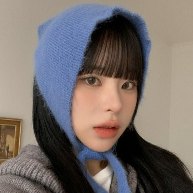 블루씨티 마롱 앙고라 니트 헤어 커치프 헤어 두건