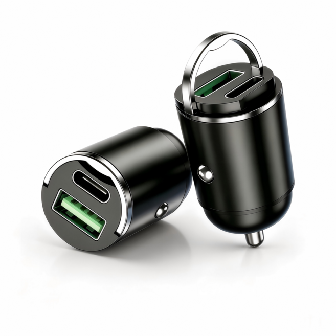 BuddhiGear 초소형 숨김 당김링 차량 고속충전기 PD30W+QC3.0 100W 듀얼포트 시가잭 충전기, 검정색, G30