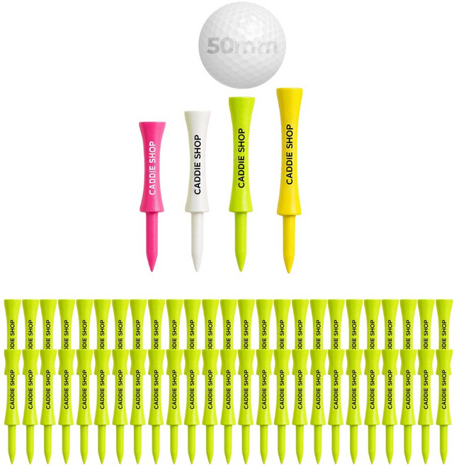 캐디샵 높이고정 골프티 우드티 골프티꽂이 높이조절, 50개, 라임