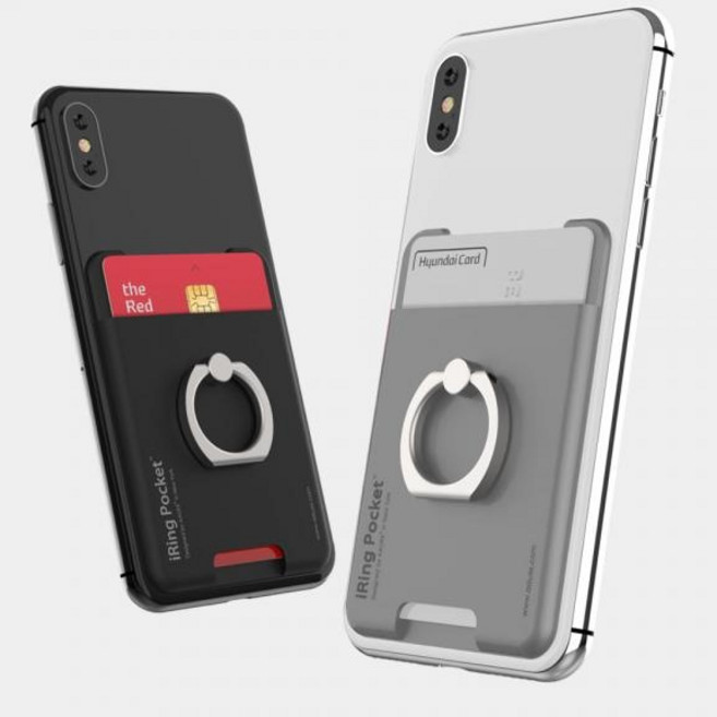 [억스코리아] 아이링 포켓 핸드폰 스마트링 휴대폰거치대 홀더 고리링 카드수납 메탈릭 레드, 1개, 상세페이지 참조