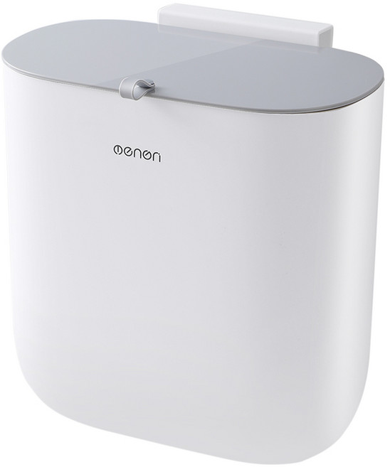 주방 음식물 냄새차단 무타공 걸이형 쓰레기통 10L 그레이&화이트