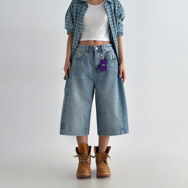 벌룬핏 버뮤다 데님 반바지